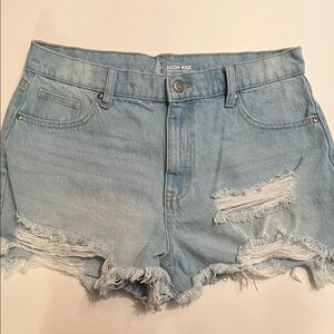 Stylish Light Blue Distressed Denim Shorts